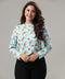 Long Sleeve Collared Printed Top